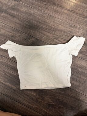 Garage White Off-Shoulder Crop Top